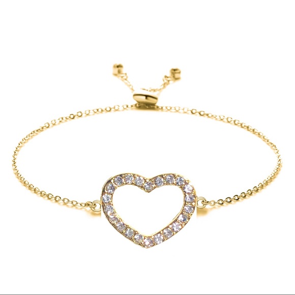 Swarovski Crystal Heart Slider Bracelet Gold - Picture 1 of 11